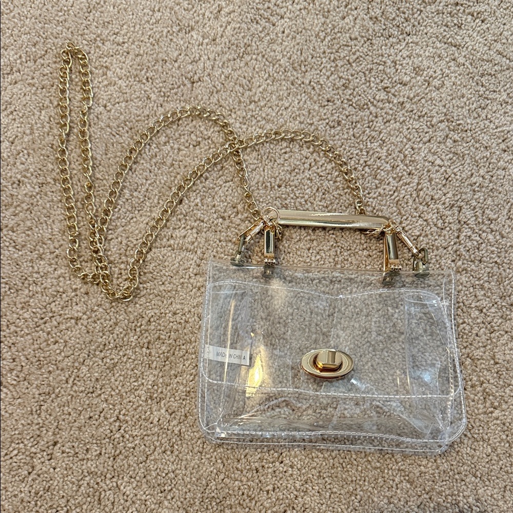 Clear Gold Chain Crossbody Bag